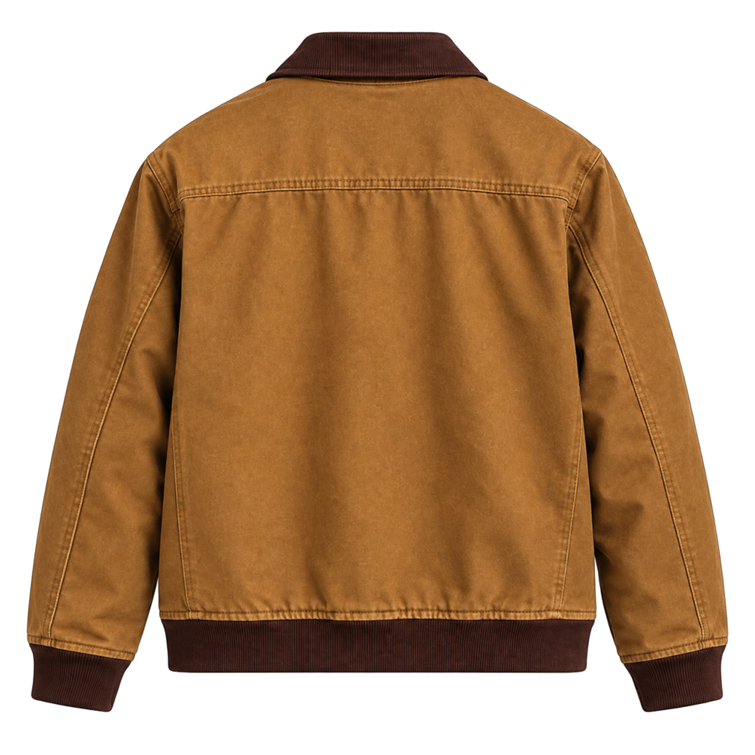 Men’s Camel Brown Bomber Jacket with Contrast Collar Rugged Vintage & Classic Workwear Style
