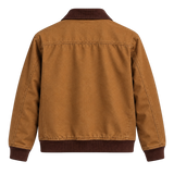 Women’s Camel Brown Bomber Jacket with Contrast Collar – Rugged Vintage & Classic Workwear Style