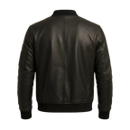 Men’s Black Lambskin Leather Bomber Jacket – Minimalist Zip-Up Casual Leather Jacket