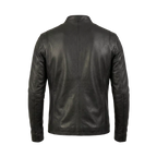 Men's Black Leather Jacket, Genuine Leather Cafe Racer Jacket, Motorcycle Jacket for Men, Minimalist Biker Leather Coat, Classic Black Leather Outerwear, Gift for Him