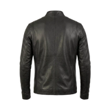 Men’s Black Leather Cafe Racer Jacket | Minimalist Biker Style