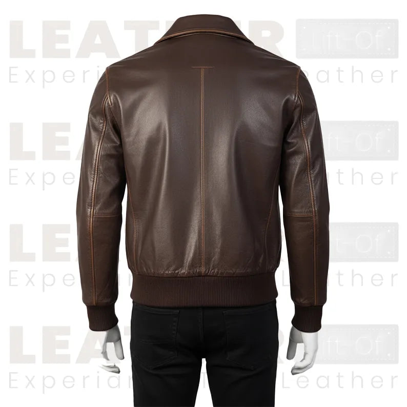 Men’s Heritage Brown Leather Bomber Jacket – Classic Aviator Style Leather Flight Jacket