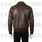 Men’s Heritage Brown Leather Bomber Jacket – Classic Aviator Style Leather Flight Jacket