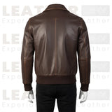 Men’s Heritage Brown Leather Bomber Jacket – Classic Aviator Style Leather Flight Jacket