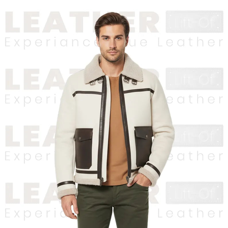 Veste aviateur Levi's en similicuir retourné Rancher – Style hivernal chaud doublé Sherpa