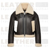Women’s Shearling Collar Leather Jacket – Chocolate Brown Winter Coat