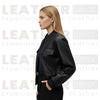 Women’s Minimal Faux Leather Bomber Jacket – Classic Black Everyday Style