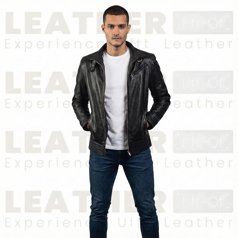 Blouson Cafe Racer Classique en Cuir Marron Foncé pour Homme – Luxe Fait Main