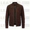 Men’s Premium Chocolate Suede Leather Bomber Jacket – Urban Minimalist Style