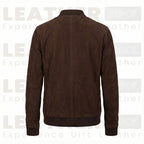 Men’s Premium Chocolate Suede Leather Bomber Jacket – Urban Minimalist Style