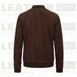 Blouson aviateur en cuir suédé chocolat haut de gamme pour homme – Style urbain minimaliste