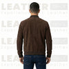 Men’s Premium Chocolate Suede Leather Bomber Jacket – Urban Minimalist Style