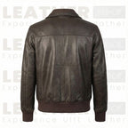 Men’s Classic Dark Brown Leather Bomber Jacket – Handcrafted Premium Leather