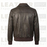 Blouson aviateur classique en cuir marron foncé pour homme – Cuir premium fait main