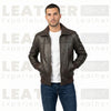 Men’s Classic Dark Brown Leather Bomber Jacket – Handcrafted Premium Leather