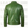 Men’s Vintage Forest Green Leather Cafe Racer – Hand-Burnished Biker Jacket