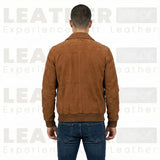 Blouson aviateur en daim chocolat pour homme - Daim de chèvre premium