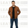 Men’s Chocolate Suede Bomber Jacket | Premium Goatskin Suede
