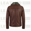 Men’s Premium Burgundy Leather Aviator Jacket with Faux Fur Collar