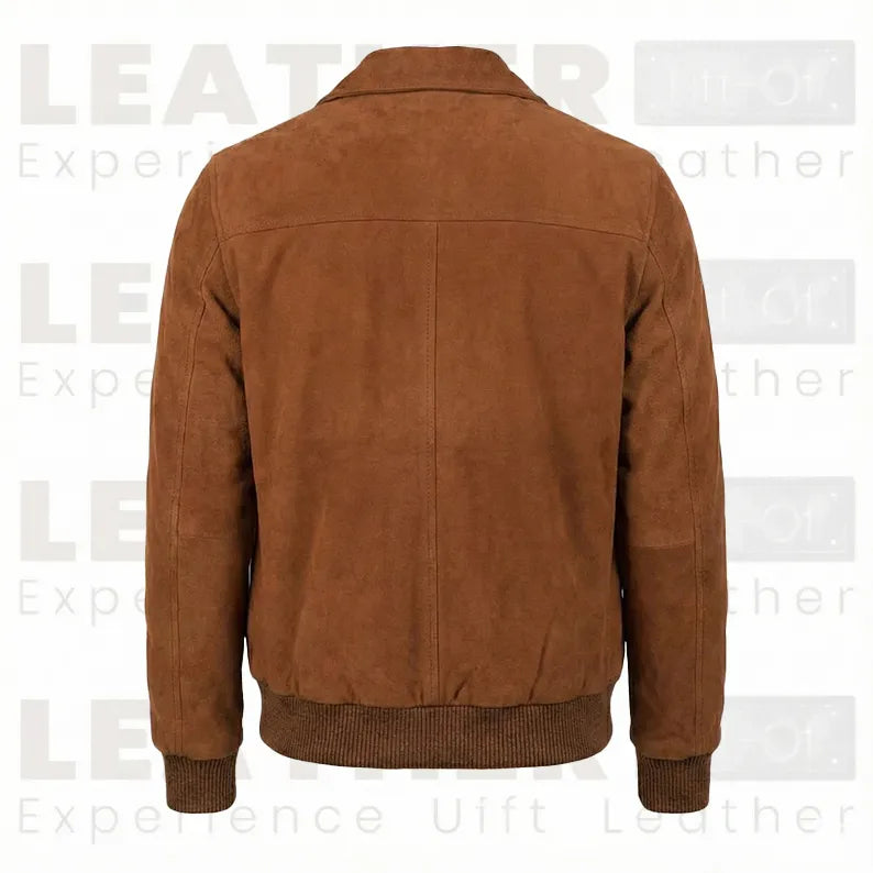 Blouson aviateur en daim chocolat pour homme - Daim de chèvre premium