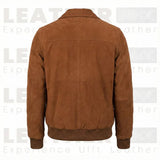 Blouson aviateur en daim chocolat pour homme - Daim de chèvre premium