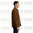 Men’s Classic Dark Brown Leather Bomber Jacket – Handcrafted Luxury