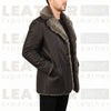 The "Aspen" Shearling Car Coat – Handcrafted Leather in Dark Walnut