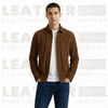 Men’s Classic Dark Brown Leather Bomber Jacket – Handcrafted Luxury