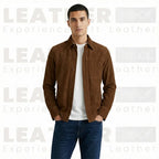 Men’s Classic Dark Brown Leather Bomber Jacket – Handcrafted Luxury