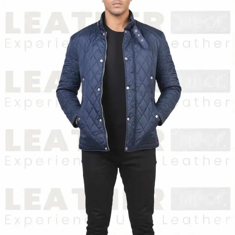 Men’s Navy Blue Quilted Chelsea Jacket – Classic Country Sophistence