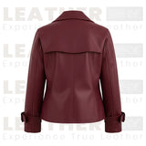 Women’s Burgundy Leather Trench | Style Jacket