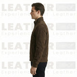 Le blouson aviateur en daim « Lester » – Cuir de chèvre haut de gamme marron terre