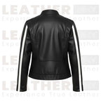 Women’s Black & White Color-Block Faux Leather Moto Jacket