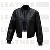 Women’s Minimal Faux Leather Bomber Jacket – Classic Black Everyday Style