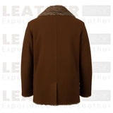 Furlong Brown Suede Leather Coat – Luxury Fur Collar Winter Coat for Men