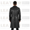 Huntsman Black Hooded Leather Trench Coat for Men