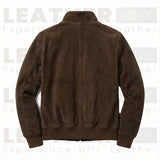 Le blouson aviateur en daim « Lester » – Cuir de chèvre haut de gamme marron terre