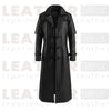 Huntsman Black Hooded Leather Trench Coat for Men