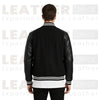 Classic Black Varsity Jacket with Premium Leather Sleeves