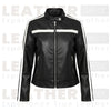 Women’s Black & White Color-Block Faux Leather Moto Jacket