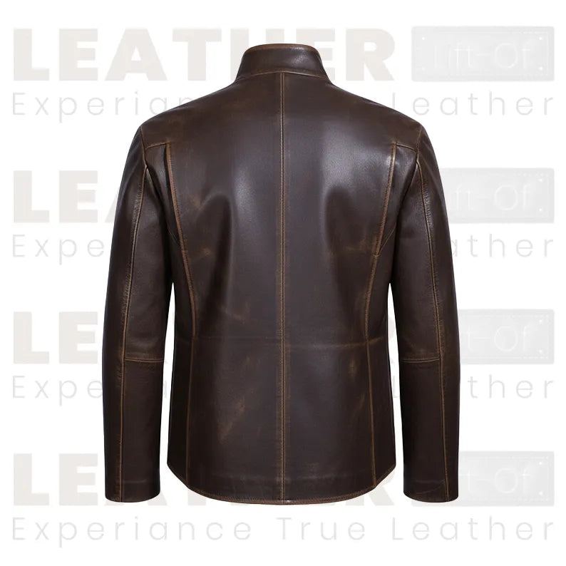 Drakeshire Vintage Brown Stehkragen-Lederjacke