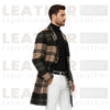 Men's Classic Plaid Wool Blend Notched Collar Overcoat