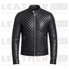 Men's Quilted PU Leather Jacket – Slim Fit Biker Style Zip Up Outerwear