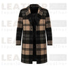 Men's Classic Plaid Wool Blend Notched Collar Overcoat