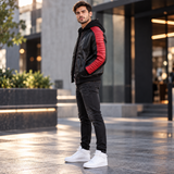 The Fall Guy Ryan Gosling Inspired Leather Jacket, Miami Vice Stunt Team Black Red Hooded Bomber for Men