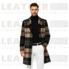 Men's Classic Plaid Wool Blend Notched Collar Overcoat