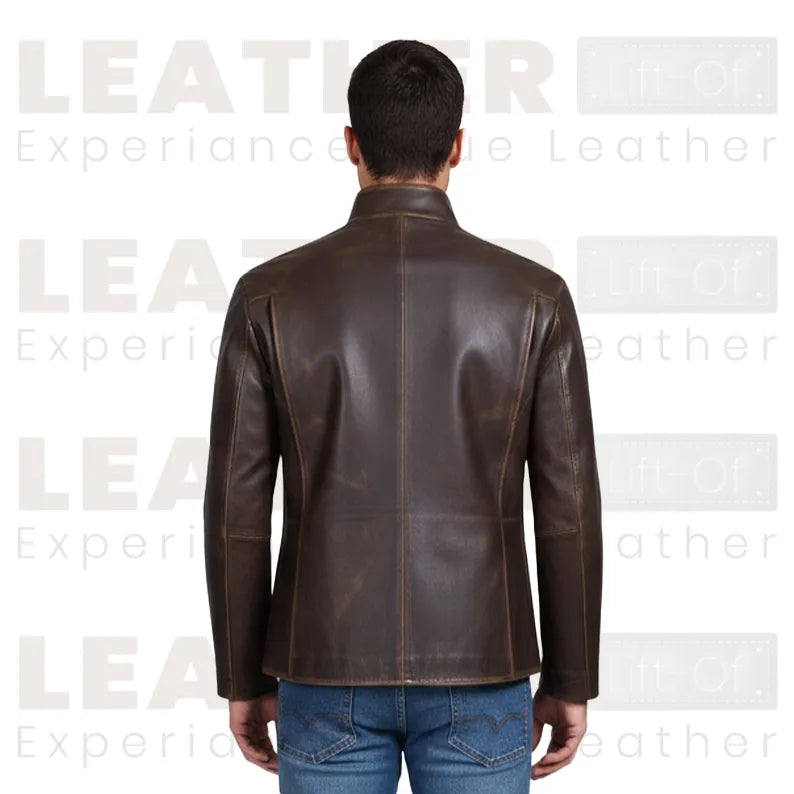 Drakeshire Vintage Brown Stehkragen-Lederjacke