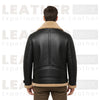 Men's Black Shearling Collar Leather Jacket – Winter B3 Bomber