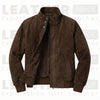 The "Lester" Suede Bomber – Premium Goatskin in Earth-Tone Brown