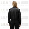 Women’s Minimal Faux Leather Bomber Jacket – Classic Black Everyday Style